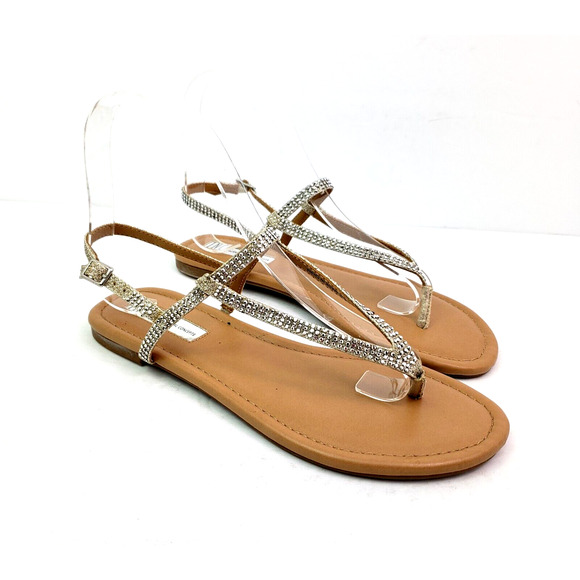 INC International Concepts Macawi Womens Size 6 Champagne Bling Thong Sandals - Picture 1 of 14